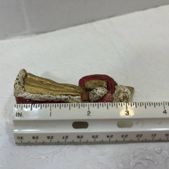 VTG Christmas Santa Mini Statue Gold Robe Red Toy Bag Lantern 3.75" Tall - Picture 7 of 7